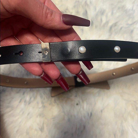 Black and Tan Bow Belt with Pearl Accents - Picture 3 of 5